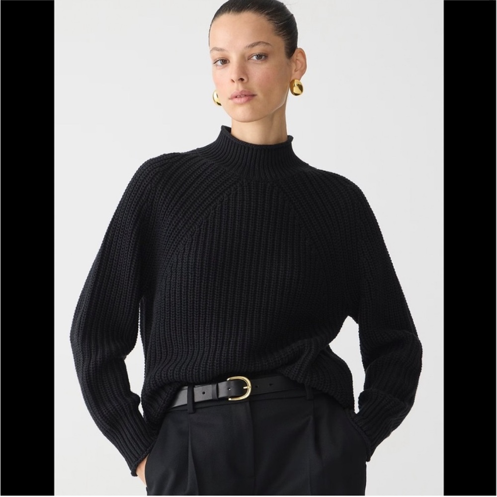 NWT J.Crew Black Relaxed Rollneck Sweater